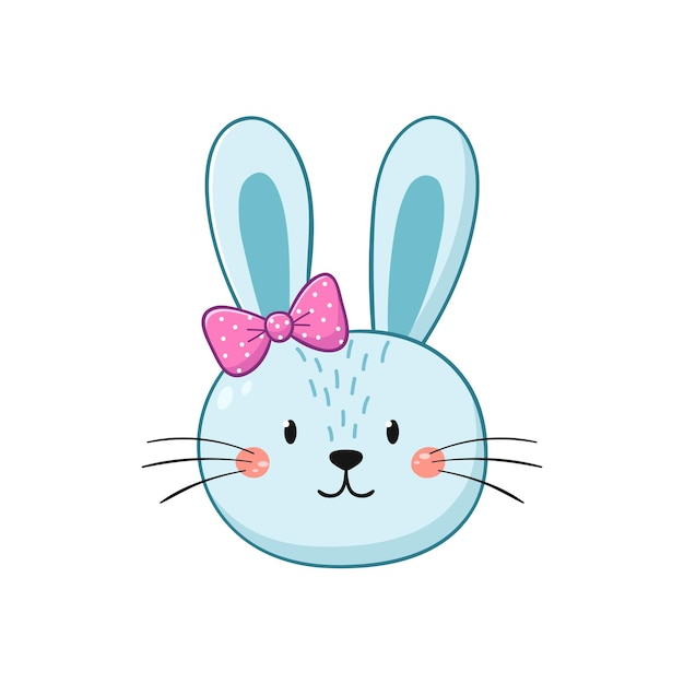 Cute rabbit face Little bunny in cartoon style Vector illustration