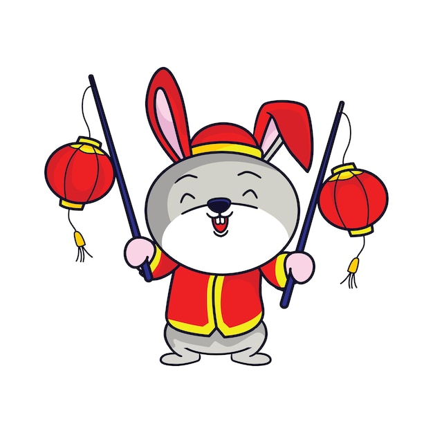 Cute rabbit Happy Chinese new year 2023 for greeting card wealth gold money prosperity