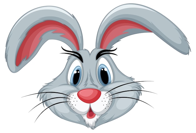 Cute Rabbit Head in Cartoon Style