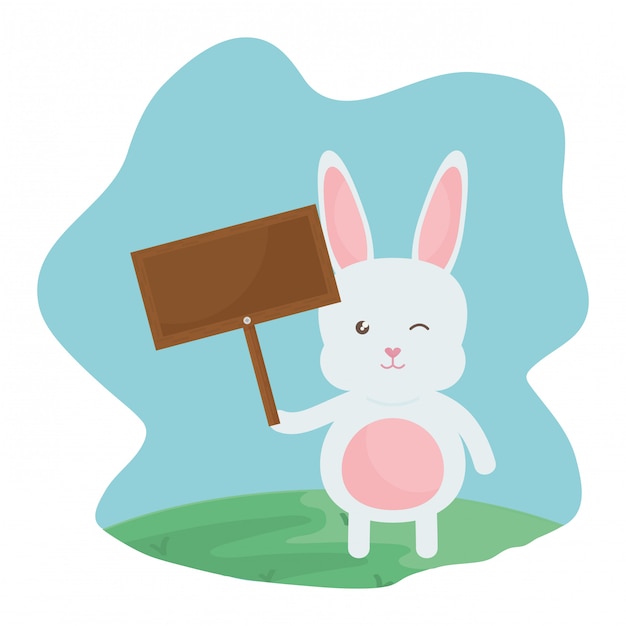 Cute rabbit in the landscape character