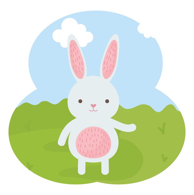 Cute rabbit in the landscape character