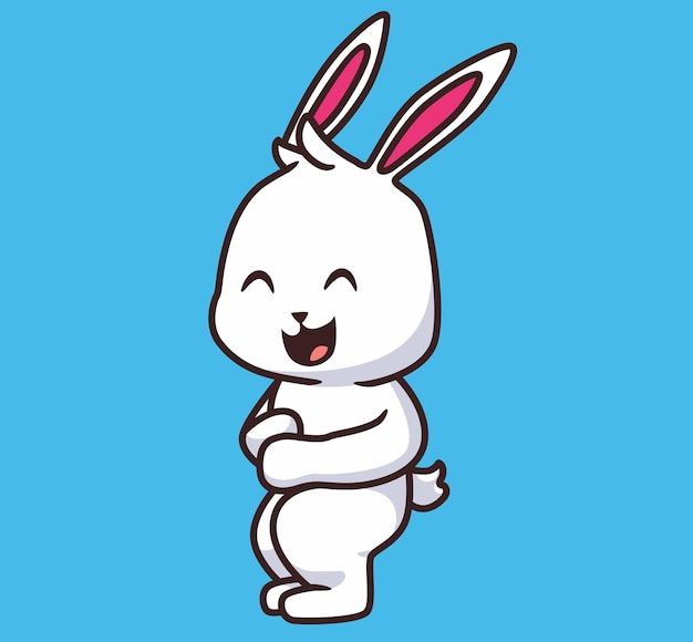 Cute rabbit laughing cartoon illustration