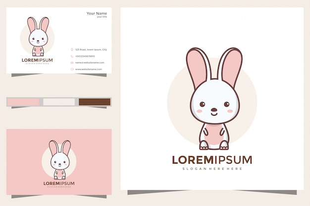 cute rabbit logo and business card