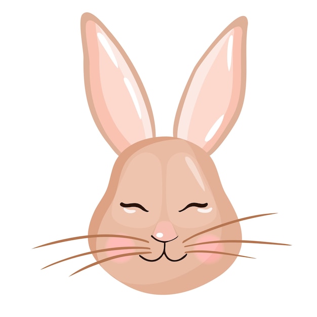 Cute rabbit portrait Cartoon vector illustration of forest hare face