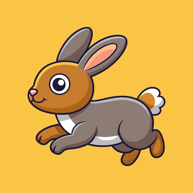 Cute Rabbit Running Cartoon Vector Icon Illustration Animal Nature Icon Isolated Flat Vector