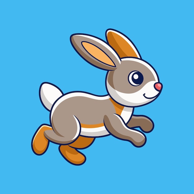 Vector cute rabbit running cartoon vector icon illustration animal nature icon isolated flat vector