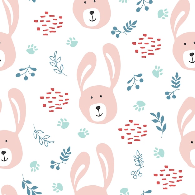 Cute rabbit Seamless pattern Vector illustration