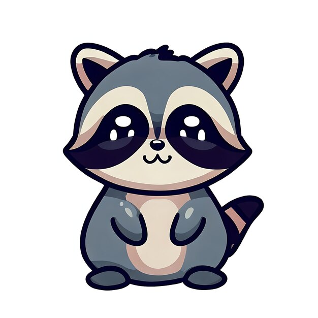 Vector cute raccoon cartoon vector icon illustration