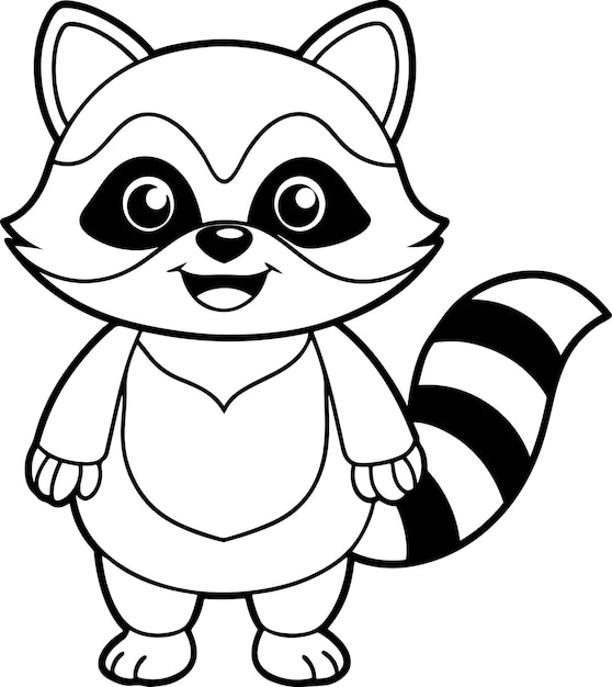 Cute Raccoon Doodle Coloring Page Character