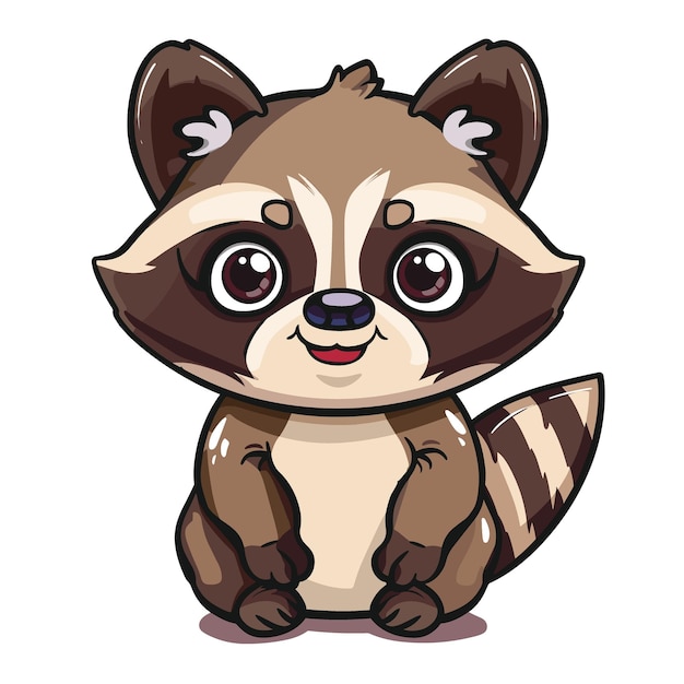 Vector a cute raccoon is sitting on a white background