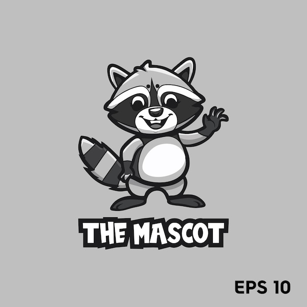 Vector cute raccoon mascot vector logo character cartoon illustration eps10