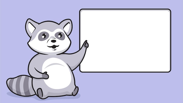 Cute raccoon pointing blank space illustration