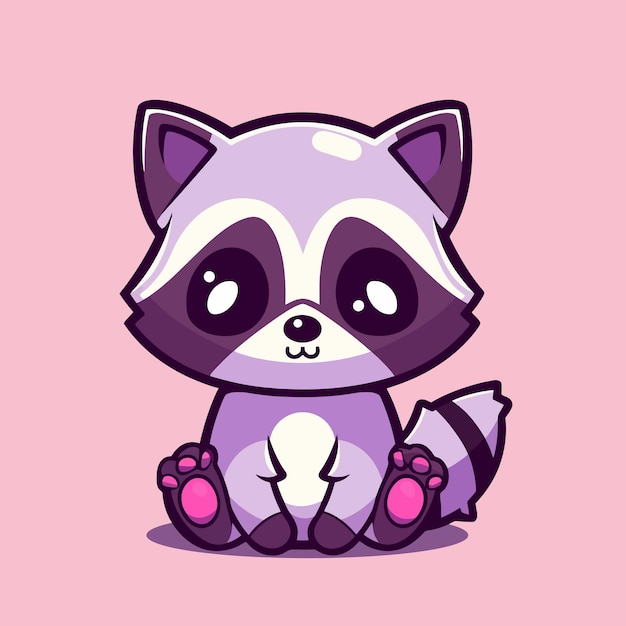 A cute raccoon with pink background.