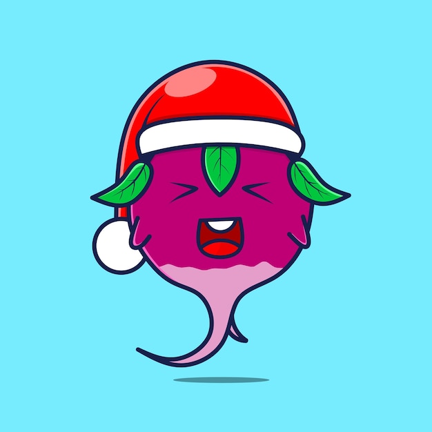 Cute radish character with santa hat