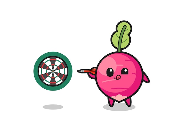 Cute radish is playing dart , cute design