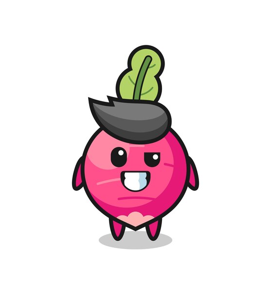 Vector cute radish mascot with an optimistic face