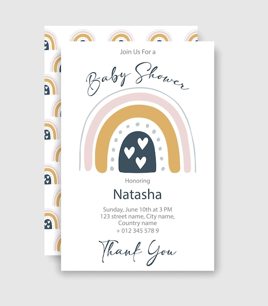 Cute rainbow baby shower invitation template