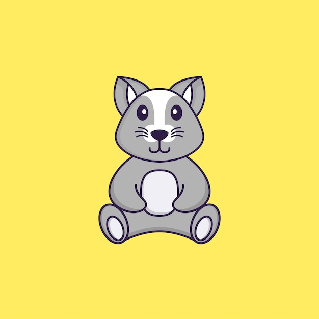 Cute rat is sitting. Animal cartoon concept isolated.