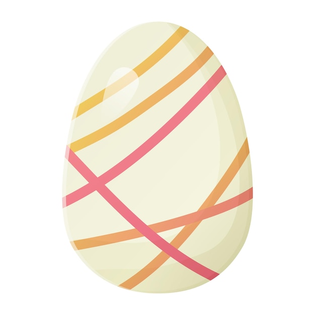 Cute realistic Easter egg painted with with abstract lines