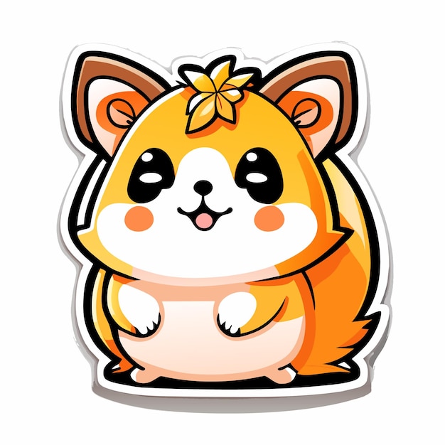 Cute realistic hamster sticker dressed in orange fruit with white background