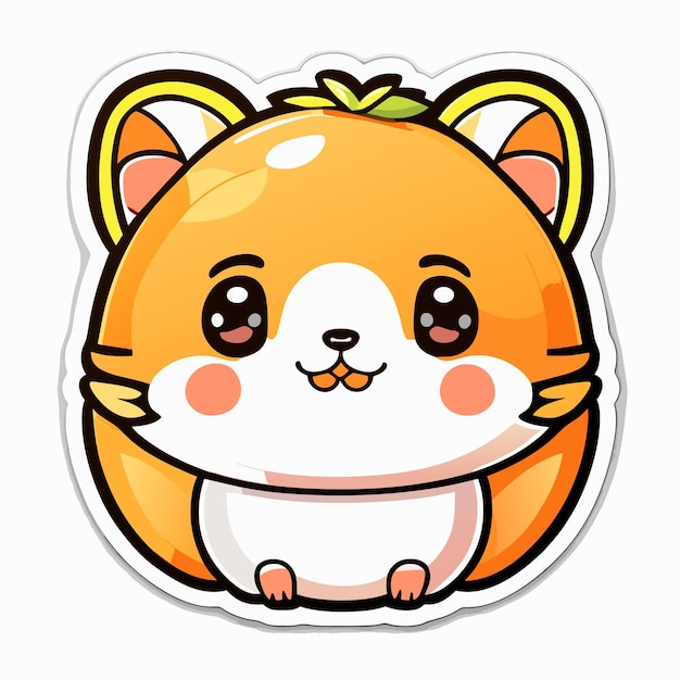 Cute realistic hamster sticker dressed in orange fruit with white background