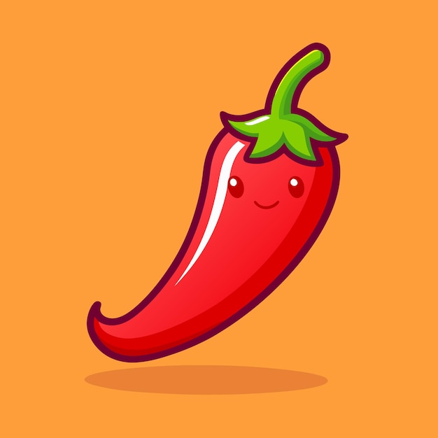 A Cute Red Chili Cartoon Vector Icon vegetable Icon Illustration