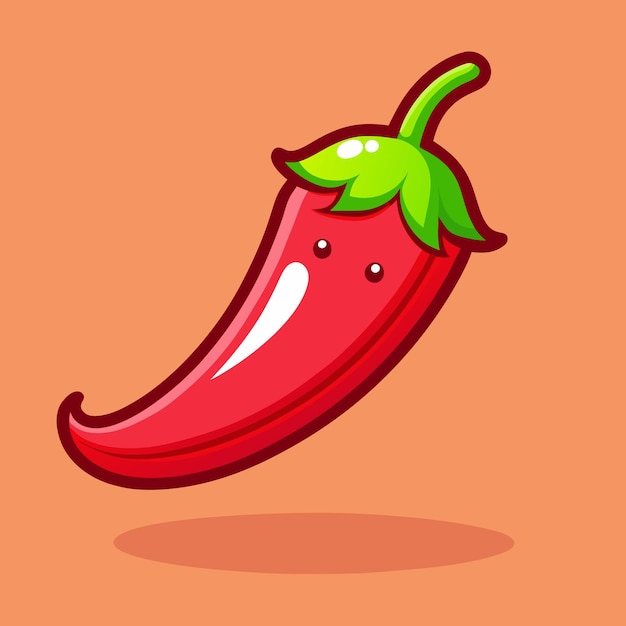 A Cute Red Chili Cartoon Vector Icon vegetable Icon Illustration