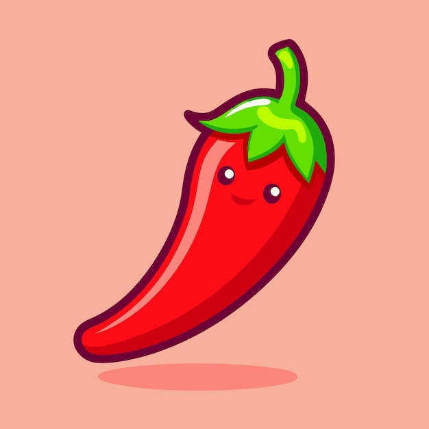 A Cute Red Chili Cartoon Vector Icon vegetable Icon Illustration