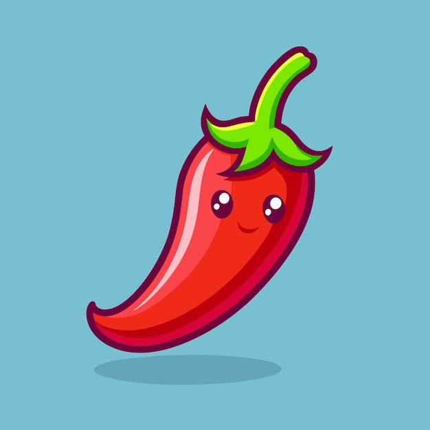 Vector a cute red chili cartoon vector icon vegetable icon illustration