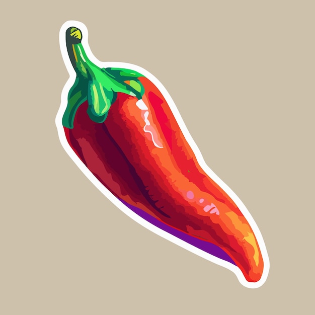 Cute red chili pepper fruit sticker digital illustration red chili vector