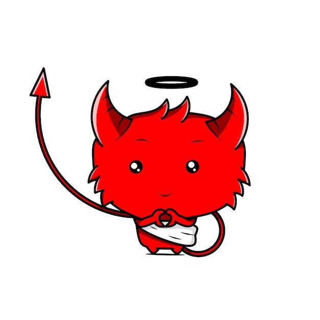 cute red devil character kawaii design