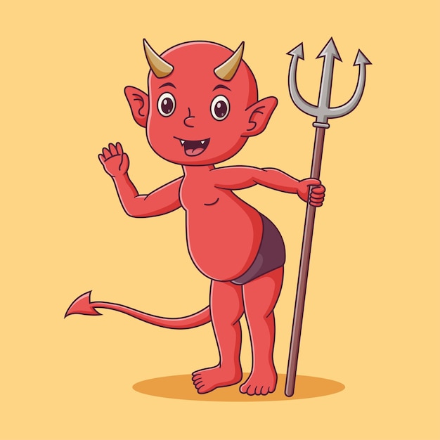 Cute Red Devil Monster Cartoon. Red Devil Mascot Cartoon Character