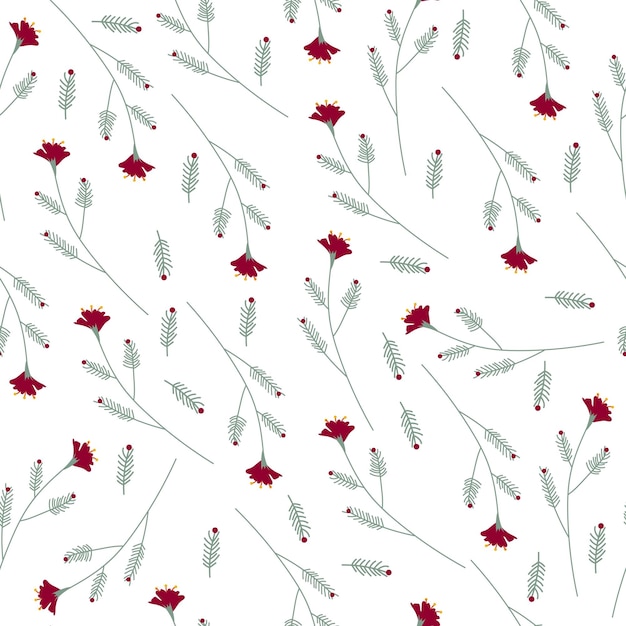 cute red flowers seamless pattern background