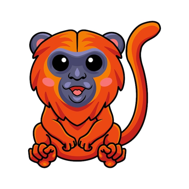 Cute red howler monkey cartoon sitting