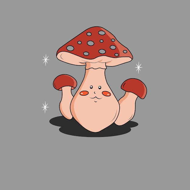 Cute Red Mashroom Cartoon