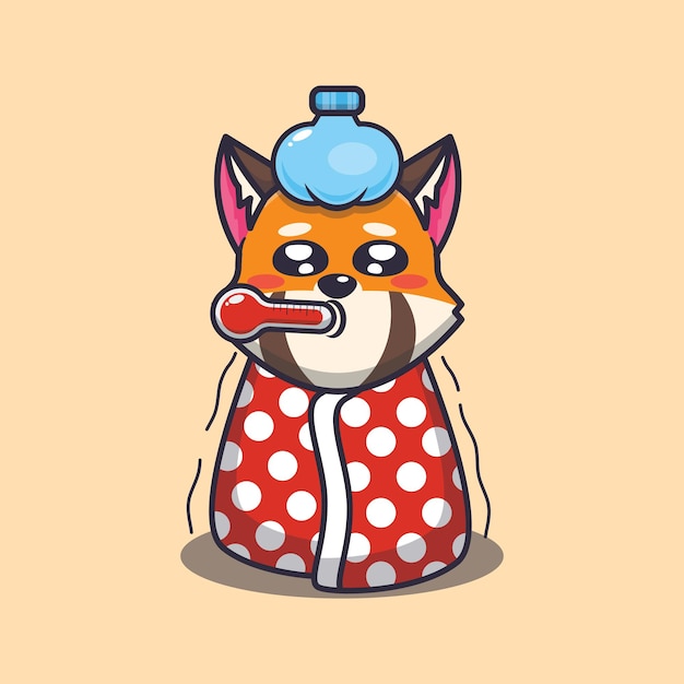 Cute red panda sick Cute cartoon animal illustration