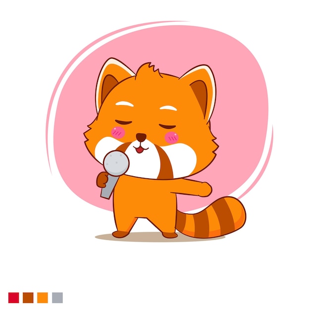 cute red panda singing cartoon character