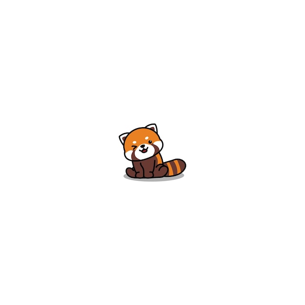 Cute red panda sitting and winking eye cartoon icon vector illustration