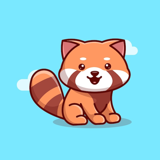 Cute Red Panda Vector Icon Illustration Animal Icon Concept Isolated Premium Vector