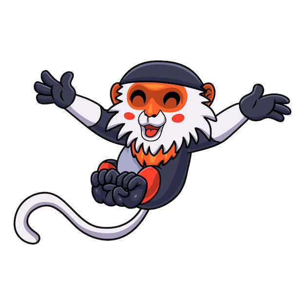 Cute red shanked douc monkey cartoon posing