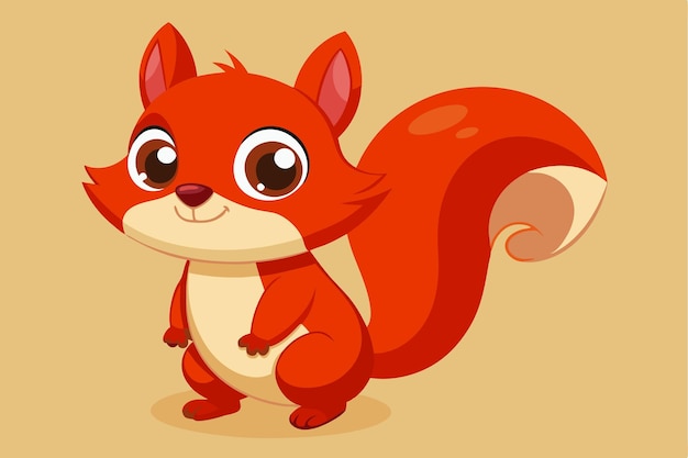 Vector a cute red squirrel stands happily with a bright smile and a bushy tail a cartoon character of a cute red squirrel