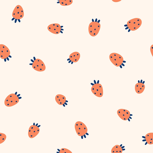 Cute red strawberrie vector seamless pattern