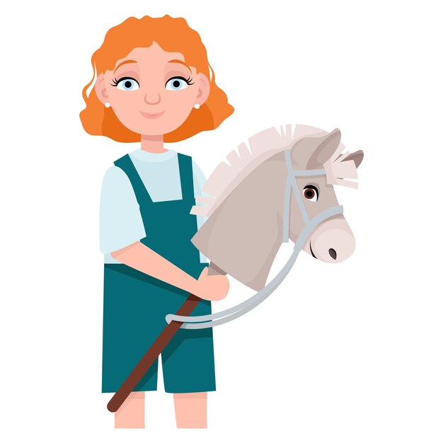 Cute redhair girl for hobby horse