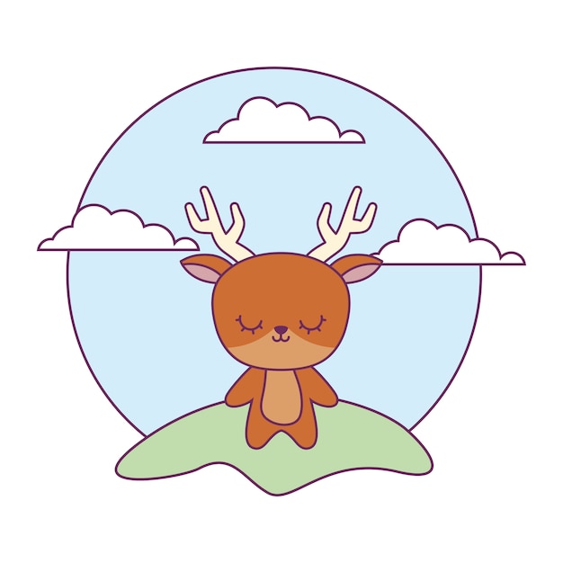 Cute reindeer animal in natural landscape