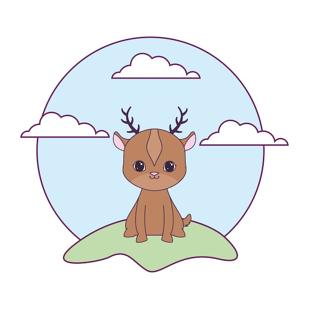 Cute reindeer animal in natural landscape