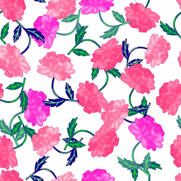 Cute retro flower seamless pattern Hand drawn floral endless background