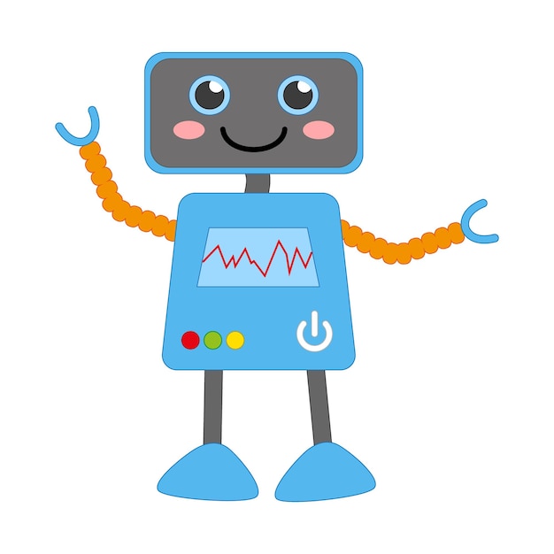 Cute retro robot illustration with happy face