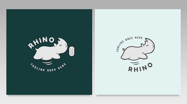 Cute rhino logo design vector template and illustration