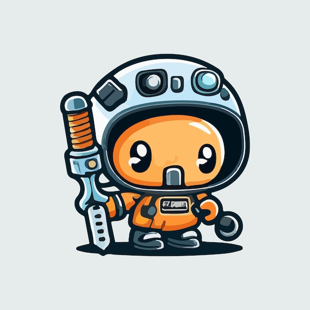 Cute robot astronaut cartoon vector icon illustration