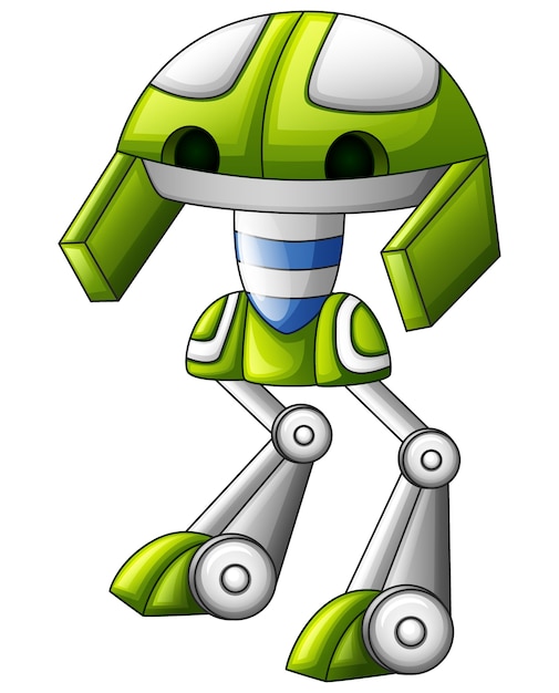 Vector cute robot green cartoon isolated on white background